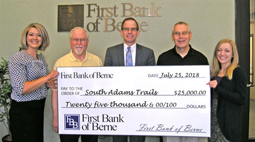 First Bank of Berne pledges funds to South Adams Trails 