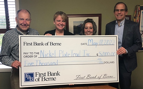 First Bank of Berne donates to the Nickel Plate Trail