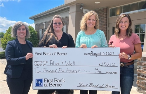 First Bank of Berne donates to Alive and Well