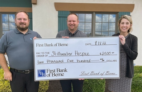 First Bank of Berne donates to Stillwater Hospice