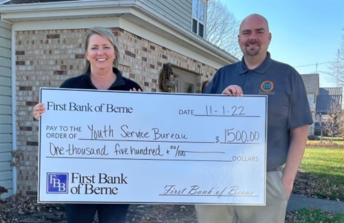 FIRST BANK OF BERNE DONATES TO YOUTH SERVICES BUREAU