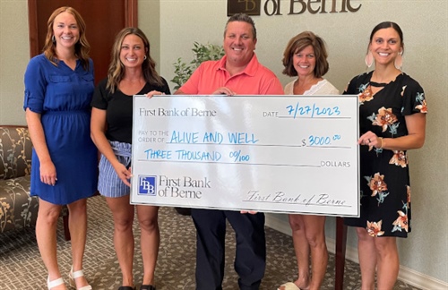 First Bank of Berne Donates to Alive & Well