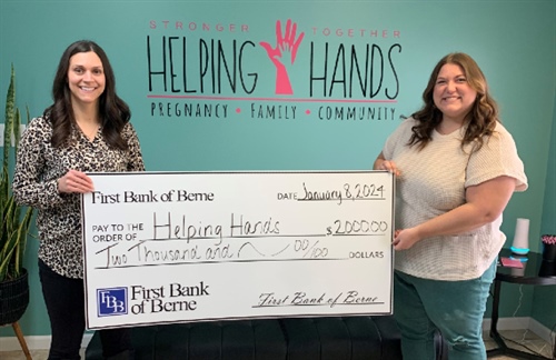 First Bank of Berne Donates to Helping Hands