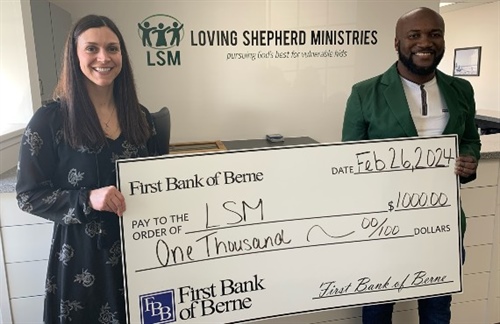 First Bank of Berne Donates to Loving Shepherd Ministries (LSM)