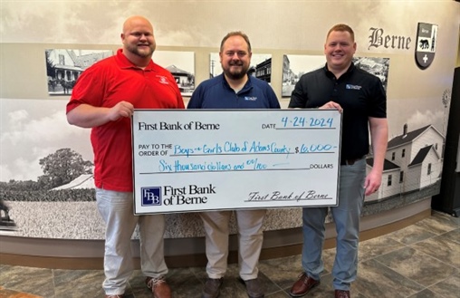 First Bank of Berne donates to Boys & Girls Club of Adams County