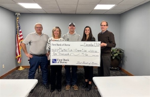 First Bank of Berne donates to Markle Fish & Game Club Park