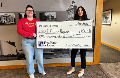 First Bank of Berne Supports LifeWise Academy with Generous Donation