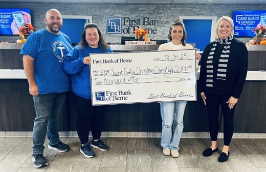 First Bank of Berne Supports Secret Families Christmas Charity with Donation to Brighten Local Holidays