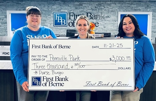 First Bank of Berne Donates to Pennville Community Park Revitalization Project