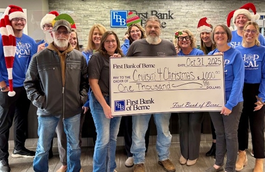 First Bank of Berne Donates to Support Brokn Axole’s Crusin 4 Christmas Event